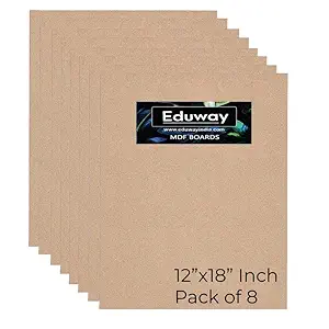Eduway 12x18 Inch MDF Art Canvas, Pack of 8 - Premium Cardboard Material for Artists, Art and Craft Students - Hard Cutout in Small and Large Sizes (30x45 cm)